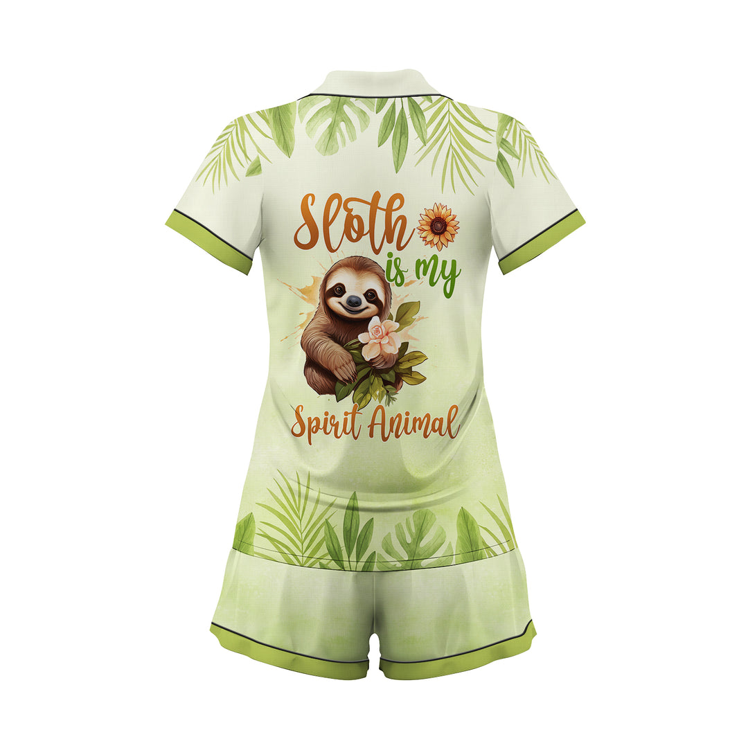 Custom Text Sloth Is My Sprit Animal Short Pajamas Set