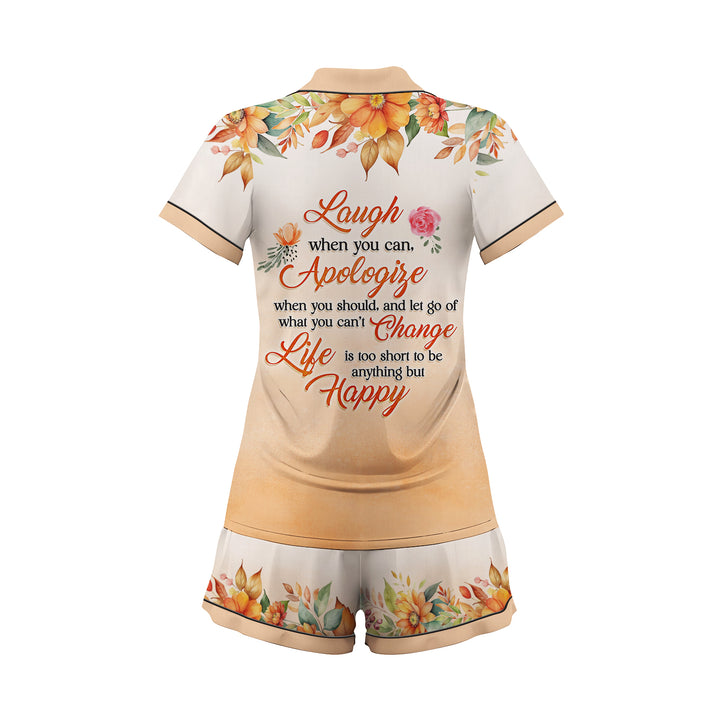 Custom Text  Sloth Laugh When You Can Apologize Short Pajamas Set