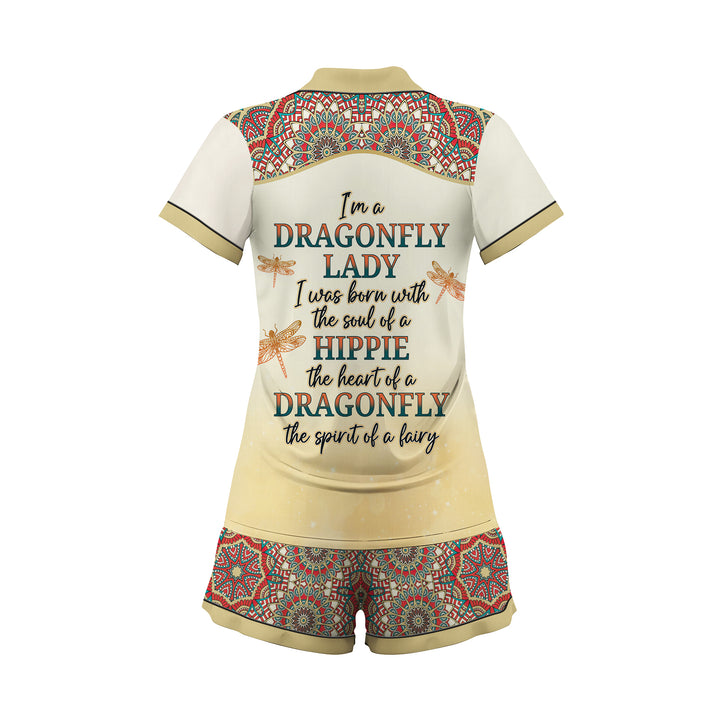 Custom Text Dragonfly Lady  Short Pajamas Set