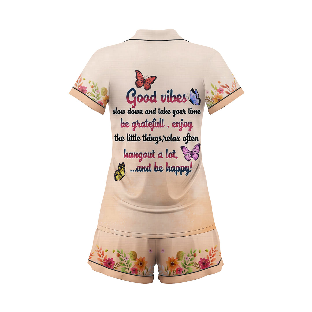 Custom Text Sloth Slow Down And Take Your Time Be Grateful Enjoy Short Pajamas Set