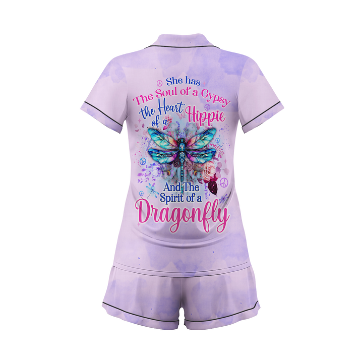 Custom Text Dragonfly Short Pajamas Set