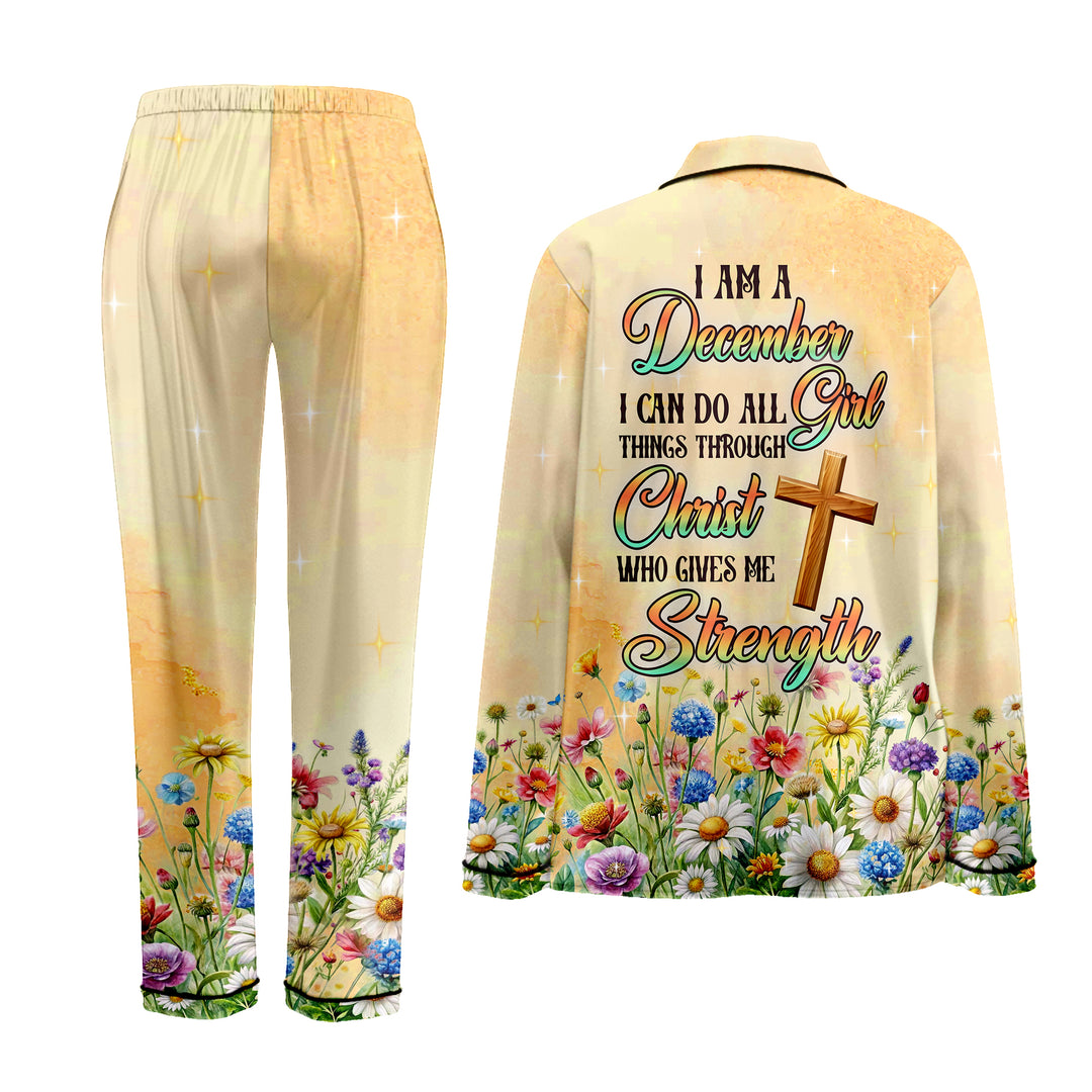 Custom Name and Month I Can Do All Things Through Who Gives Me Strength Long Pajamas Set