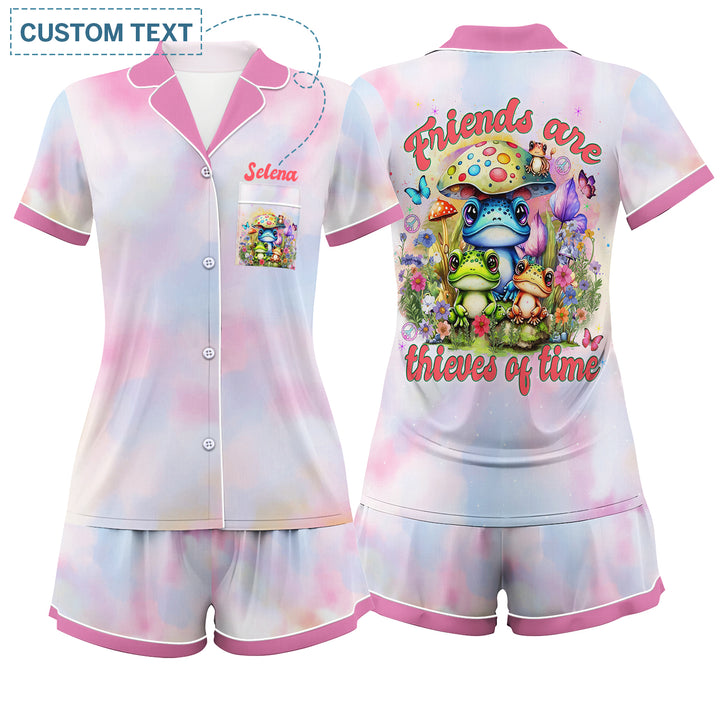 Custom Text Friends Are Thieves Of Time Short Pajamas Set