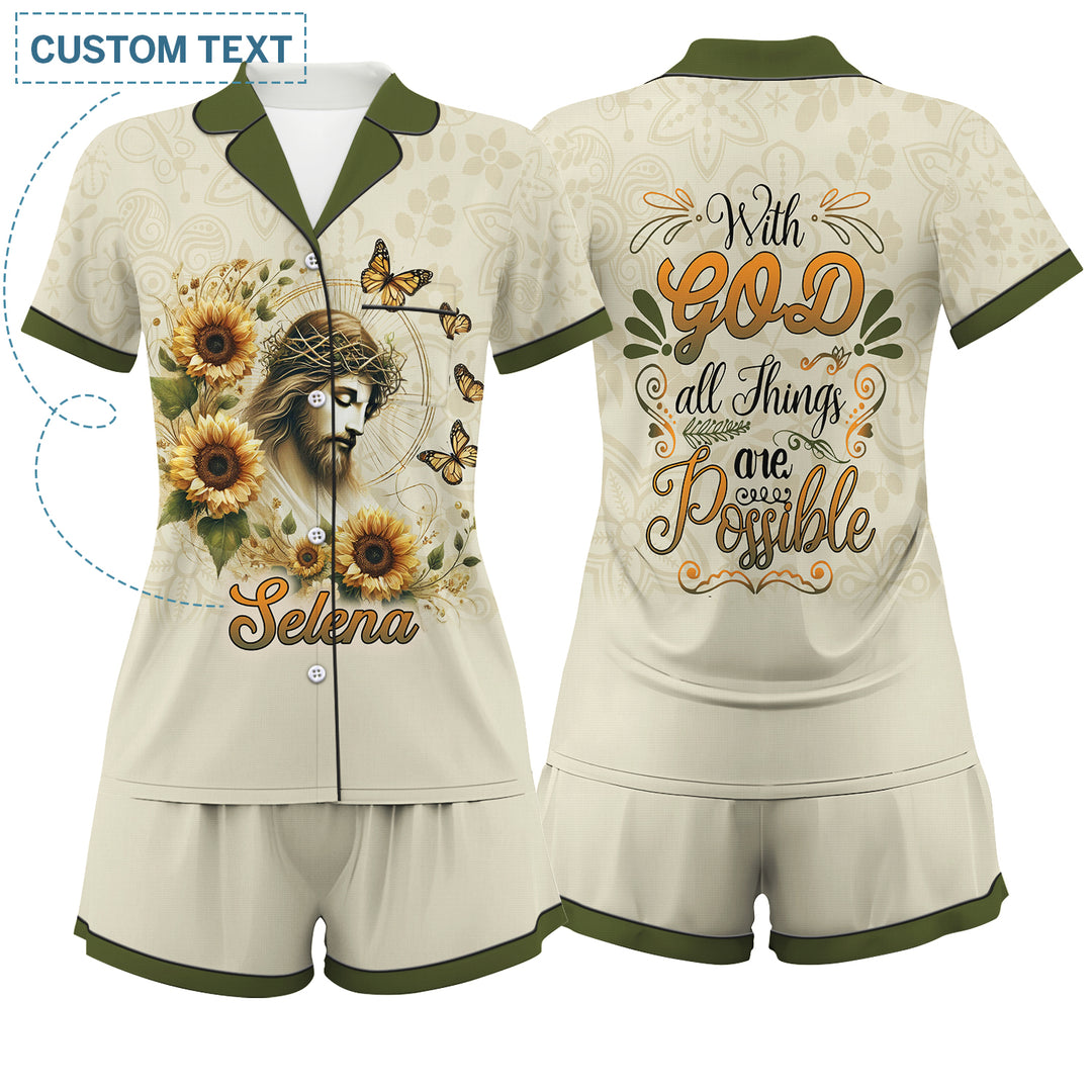 Custom With God All Things Are Possible Short Pajamas Set