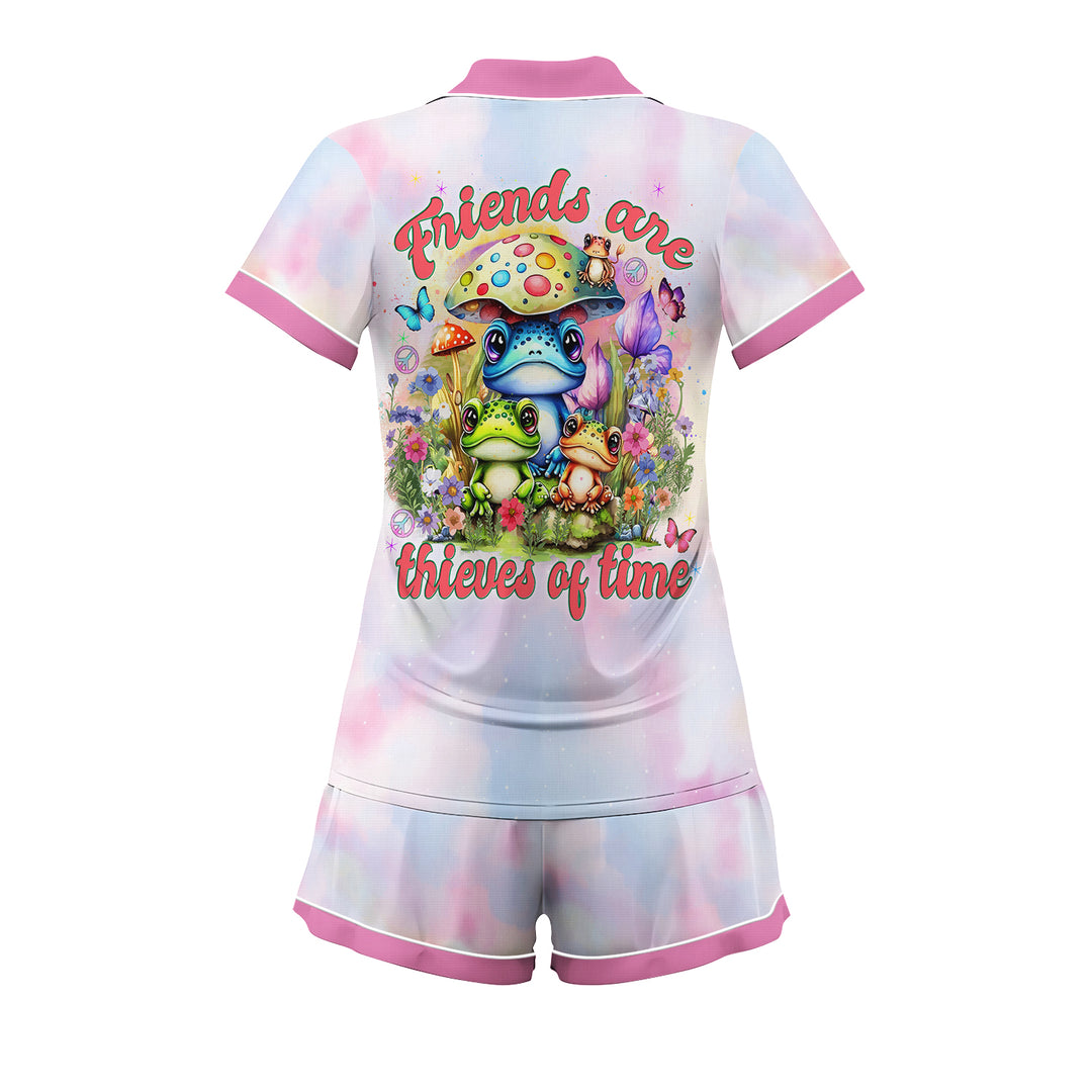 Custom Text Friends Are Thieves Of Time Short Pajamas Set