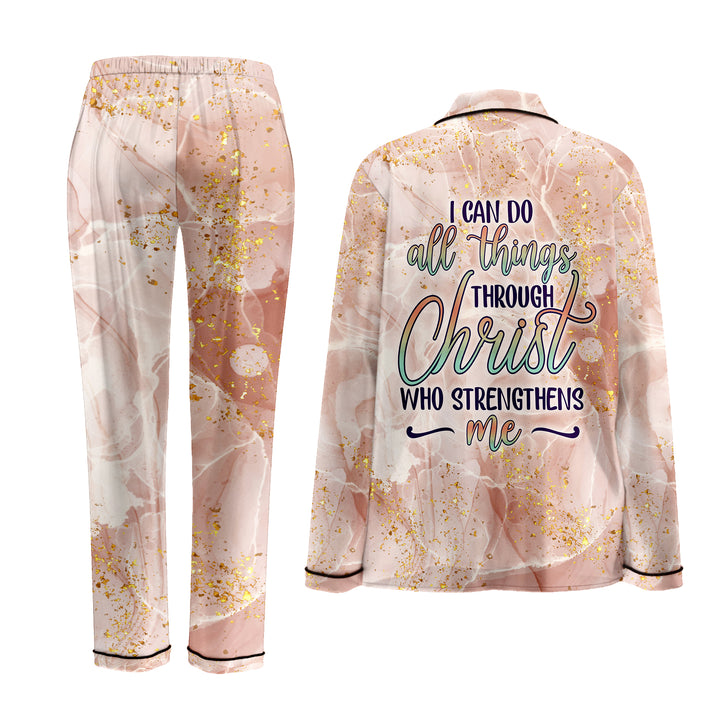 Custom Text  I Can Do All Things Through Christ Who Strengthens Me Long Pajamas Set