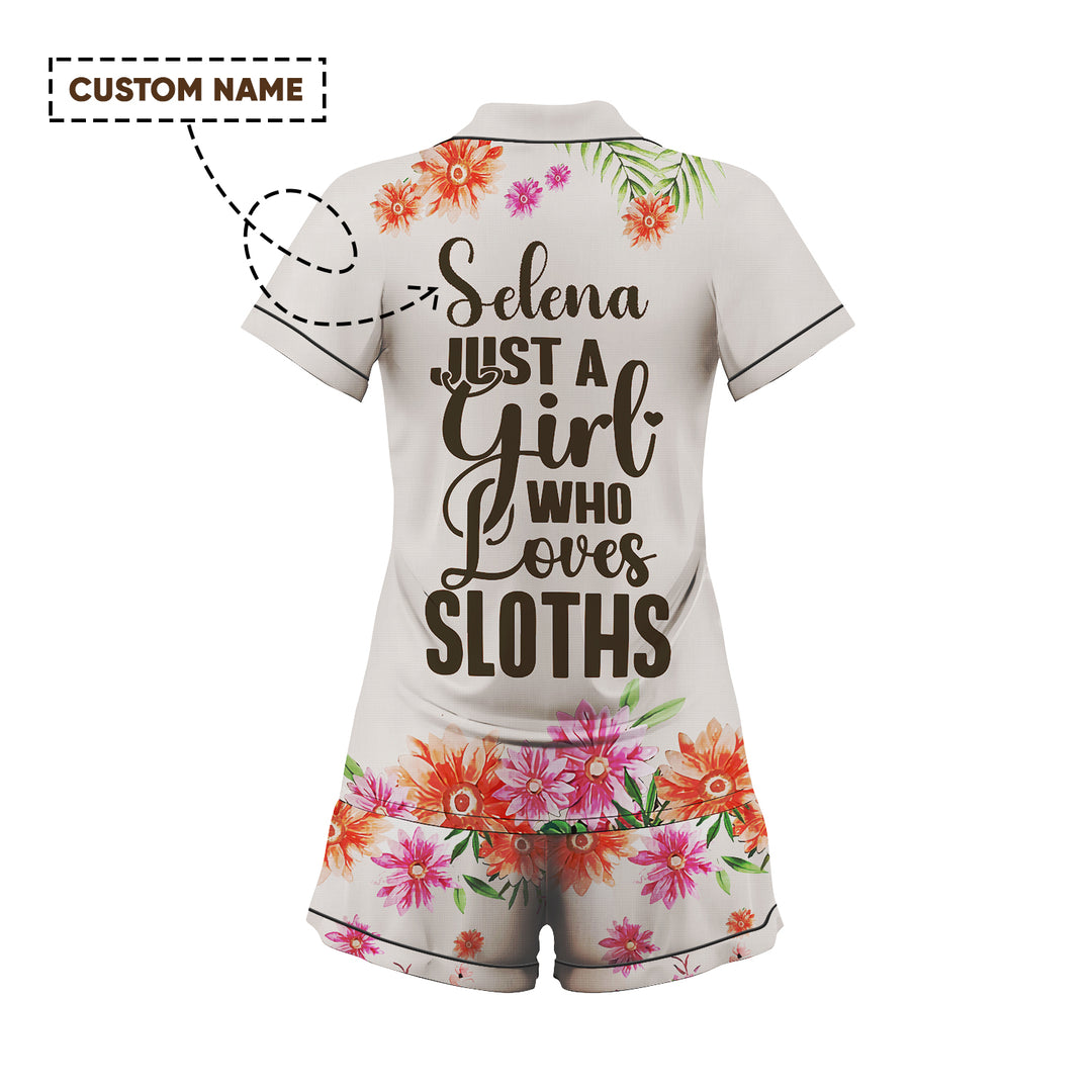 Custom Sloth Just A Girl Who Loves Sloths Short Pajamas Set