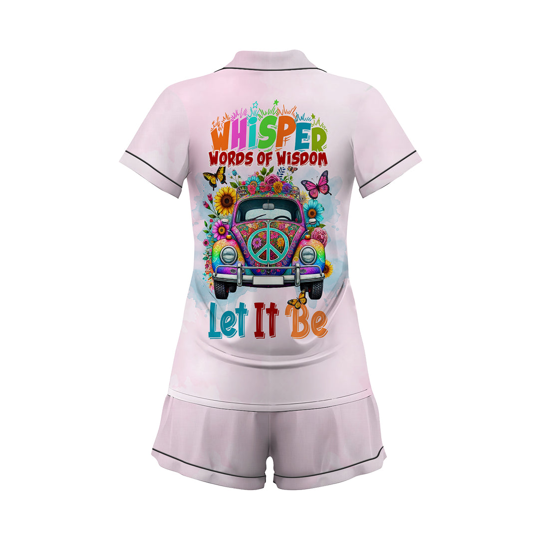 Custom Text Whisper Words Of  Wisdom Let It Be Short Pajamas Set