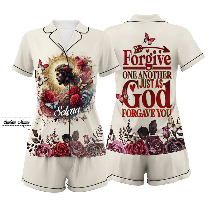 Custom Name Jesus Forgive One Another Just As God Forgave You Short Pajamas Set