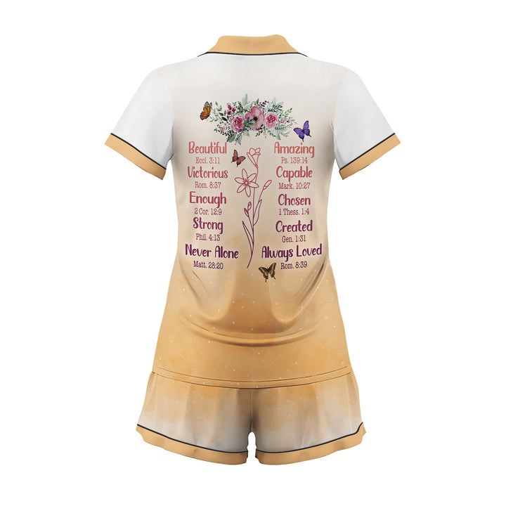 Custom Name Bible Quote Beautiful Girl Short Pajamas Set