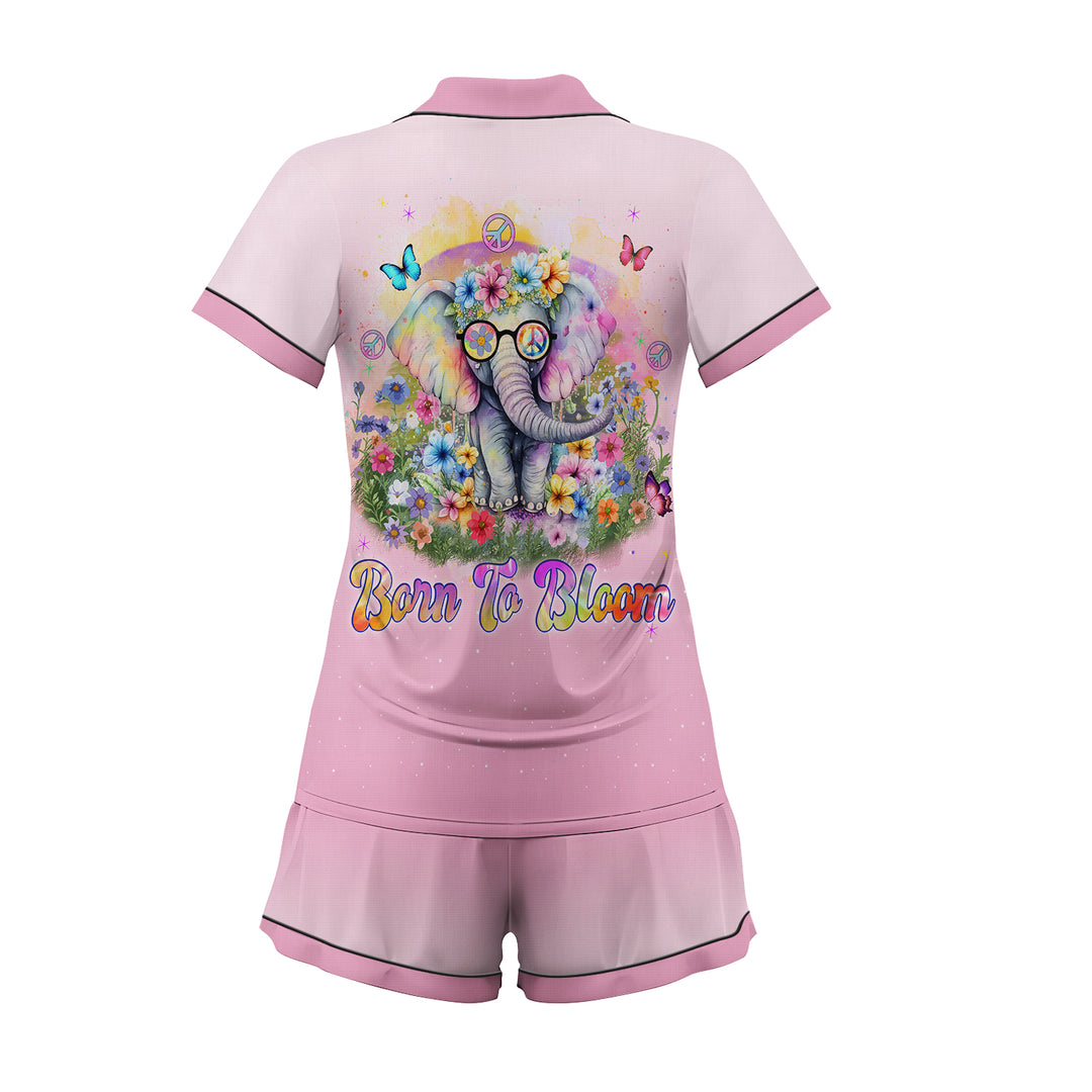 Custom Text Elephant Short Pajamas Set