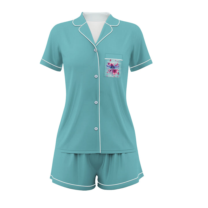 Custom Text Dragonfly Women Short Pajamas Set