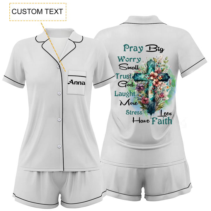 Custom Text Wedding Satin Short Pyjamas Set