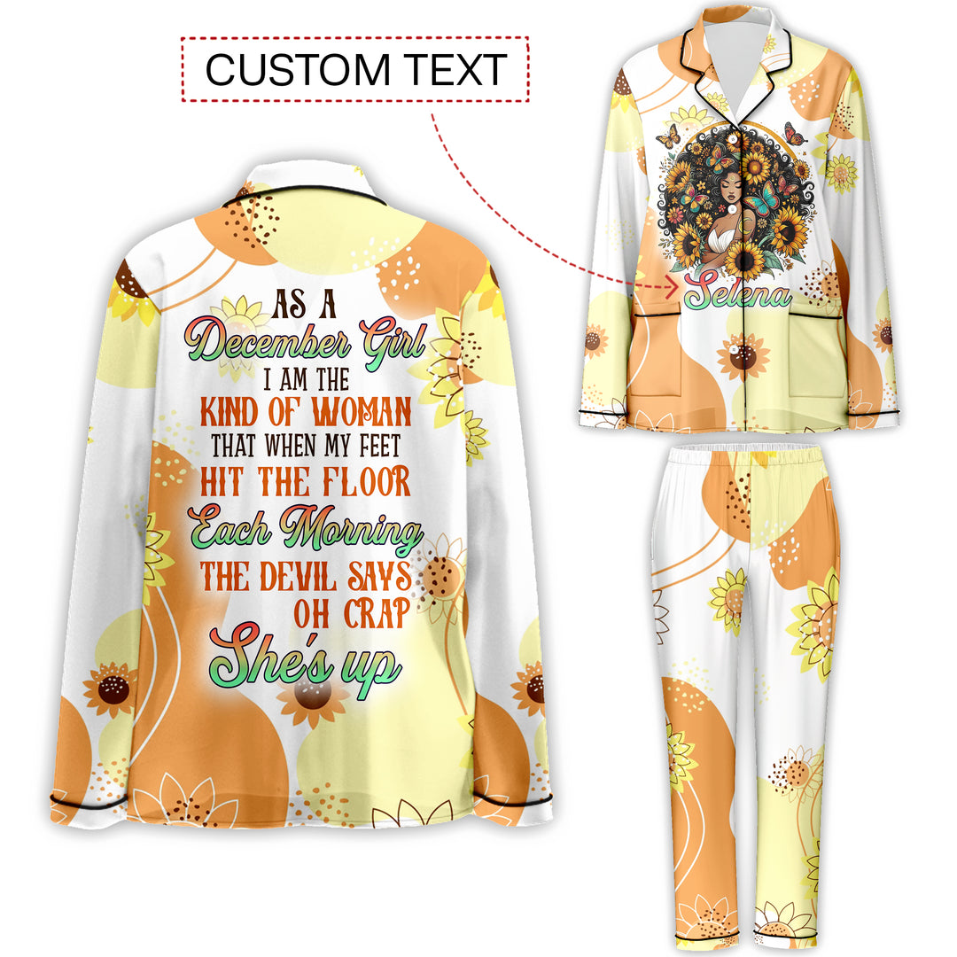 Custom Text and Month I am a Kind of Woman  Long Pajamas Set