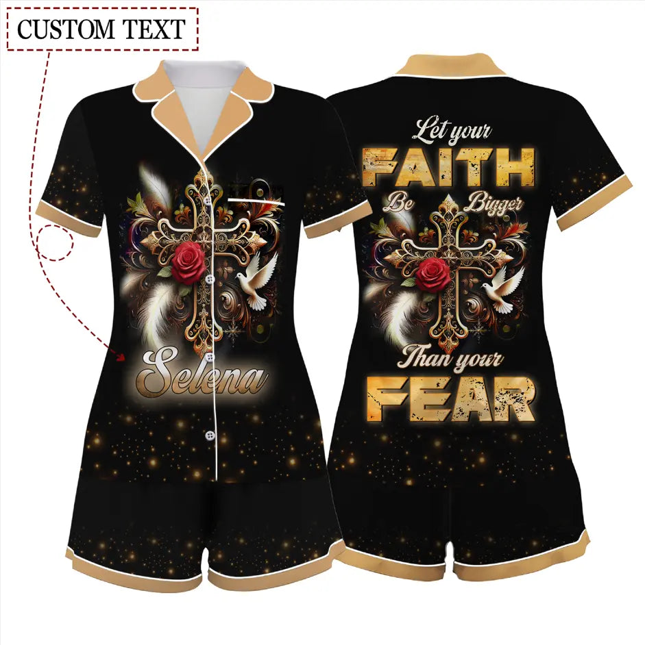 Custom Text Faith Be Bigger Than Your Fear Short Pajamas Set