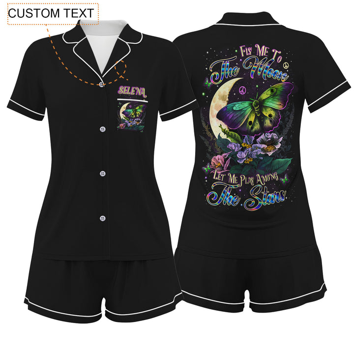 Custom Butterflies Fly Me To The Moon Short Pajamas Set