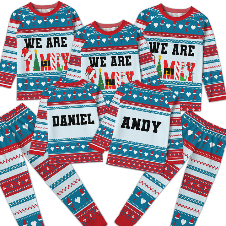 Custom Name We are Family All-Over Print  Raglan Sleeve Pajamas