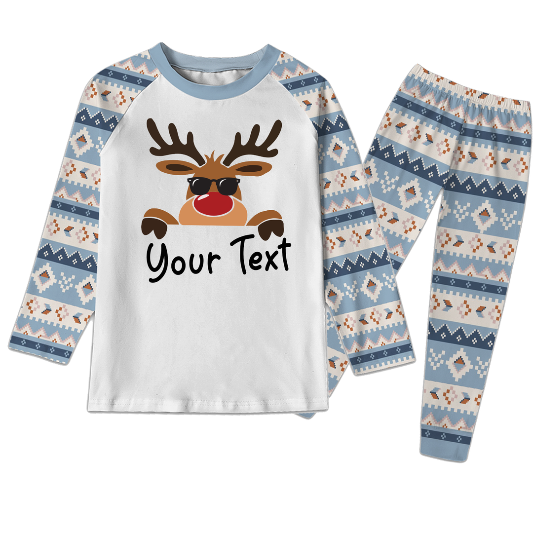 Custom Name Deer Christmas Family Pyjamas Set