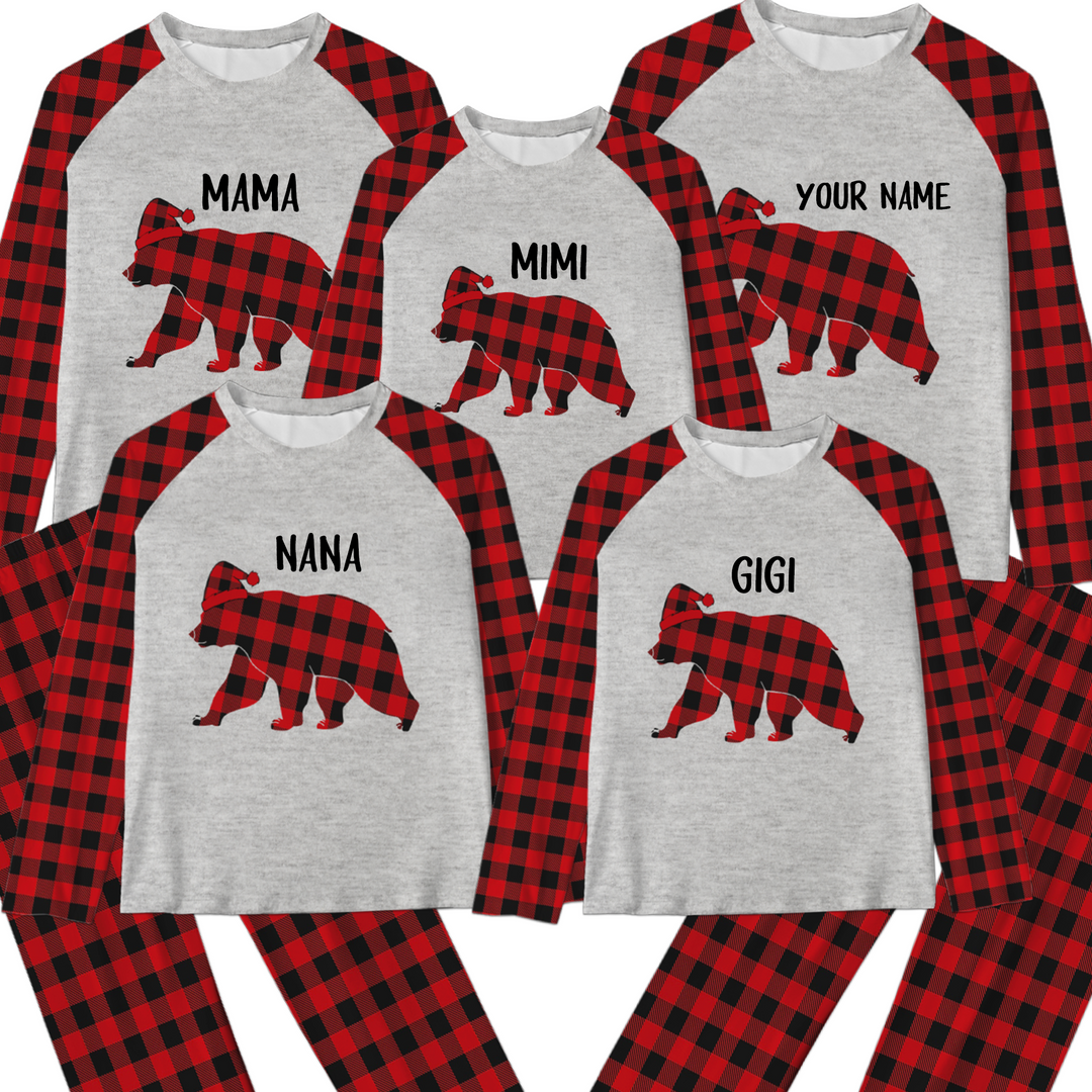 Custom Nam Bear Christmas Family Matching Pajamas Set