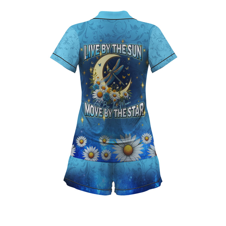 Custom Text  Live By The Sun Feel By The Moon Short Pajamas Set