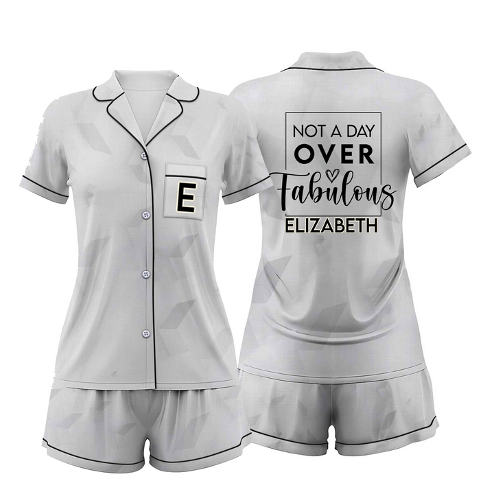 Custom Name Birthday Satin Short Pyjamas Set