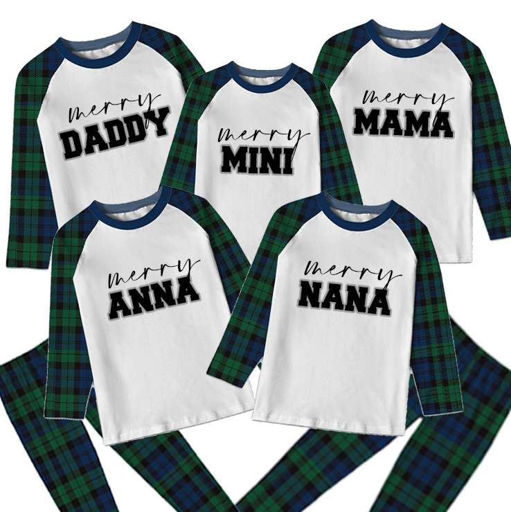 Custom Name Merry Christmas Family Pyjamas Set