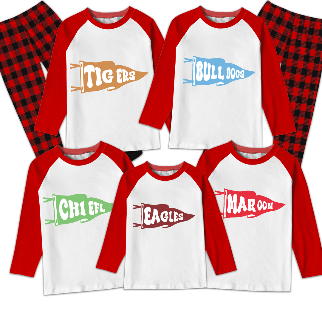 Custom Mascort School Flag Name Matching Pyjamas Set