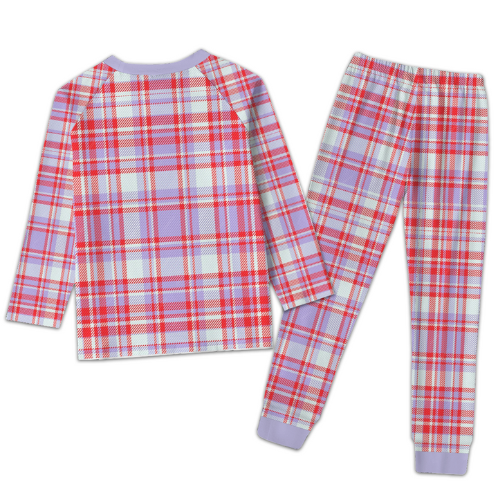 Purple And Red Ttartan Plaid Retro Color Pattern Pajamas Set