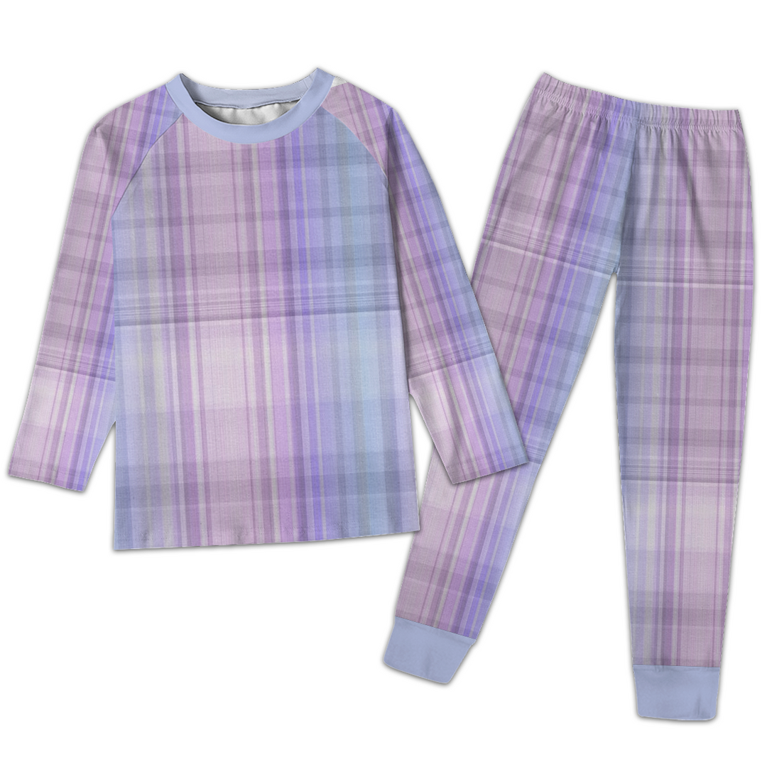 Blue Purple Plaid Pajamas Set