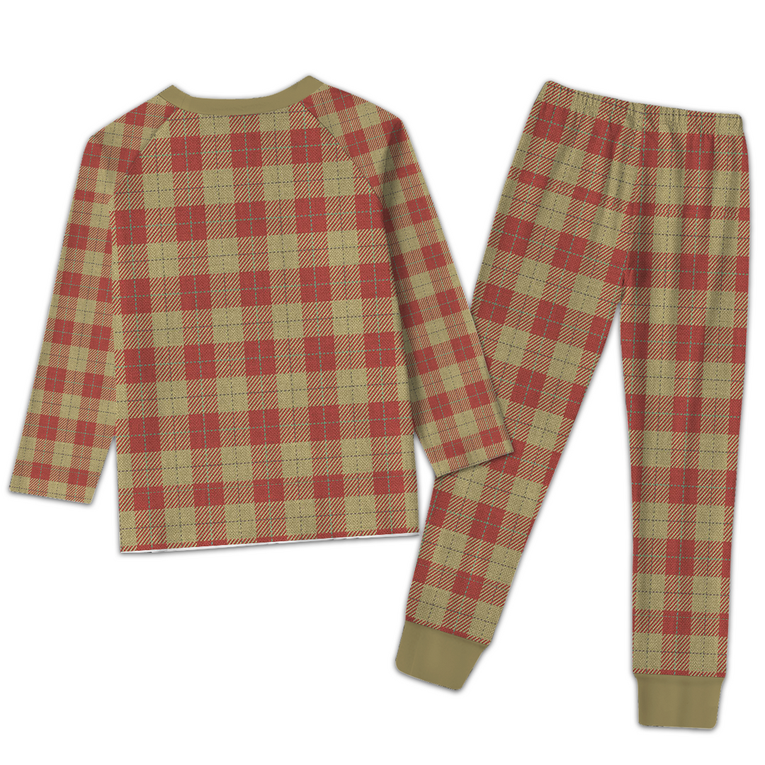 Red Brown Plaid Pajamas Set