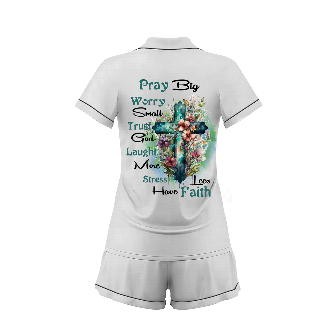 Custom Text Wedding Satin Short Pyjamas Set