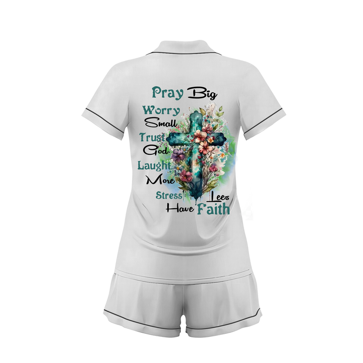 Custom Text Wedding Satin Short Pyjamas Set