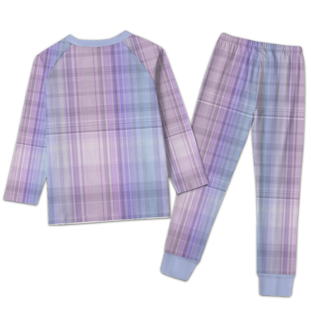 Blue Purple Plaid Pajamas Set