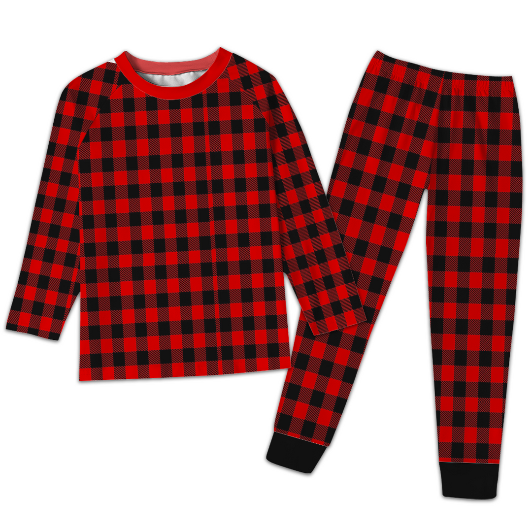 Red Black Plaid Pajamas Set