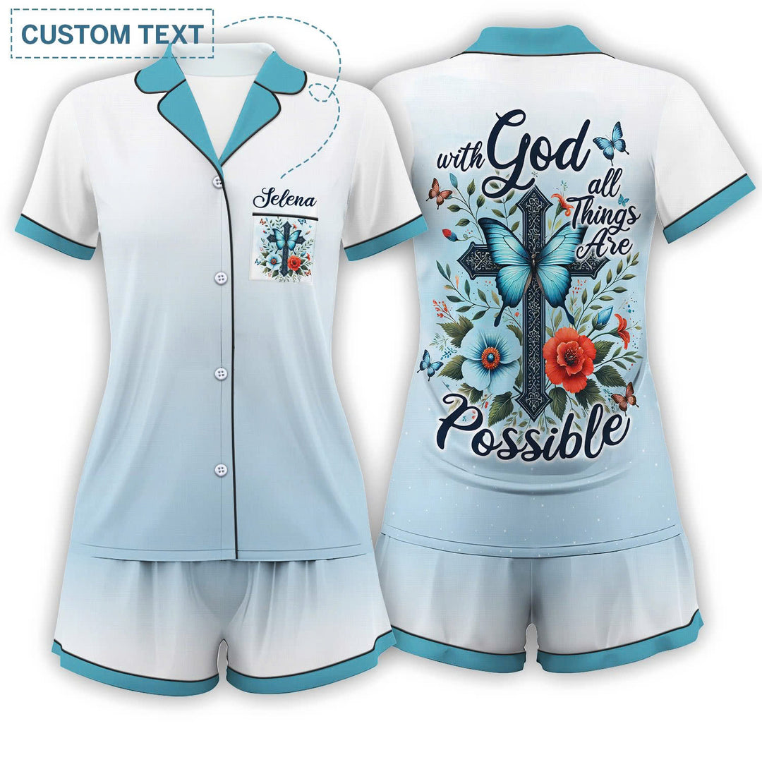 Custom Text With God Short Pajamas Set